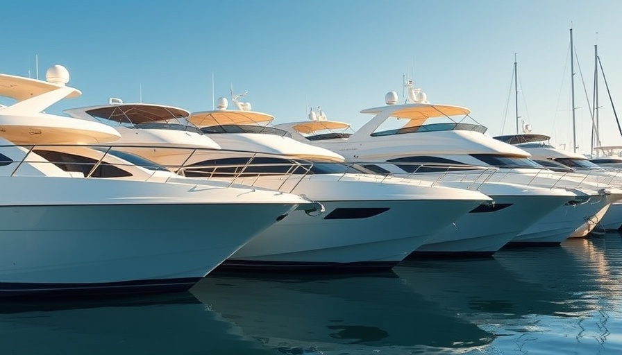 Yachts docked at Palm Beach International Boat Show 2025, sunny marina.