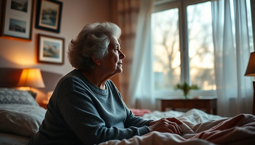 Elderly woman contemplating by window, related to strength training for insomnia in seniors