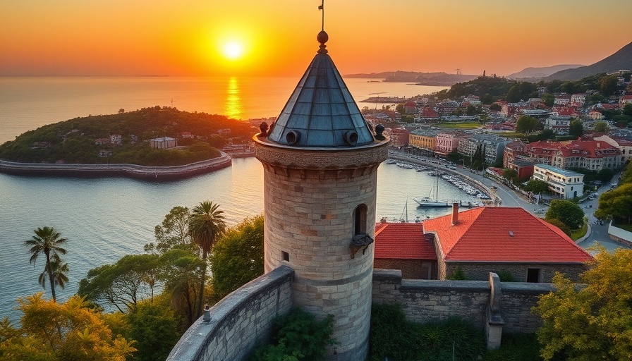Historic stone turret and bay view near all-inclusive resorts in San Juan Puerto Rico.