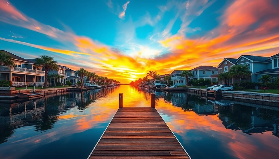 Moving to Naples Florida scenic canal sunset view.
