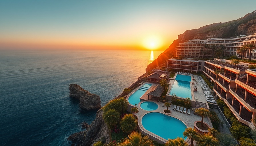 Stunning coastal resort at sunset in Choice Privileges program.