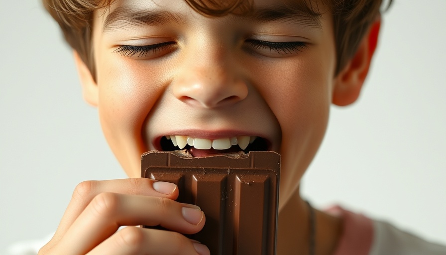 Craving sweets represented by close-up of person eating chocolate.