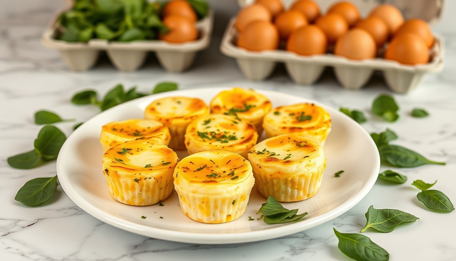Gluten-free dairy-free Mediterranean egg bites on a plate with spinach.