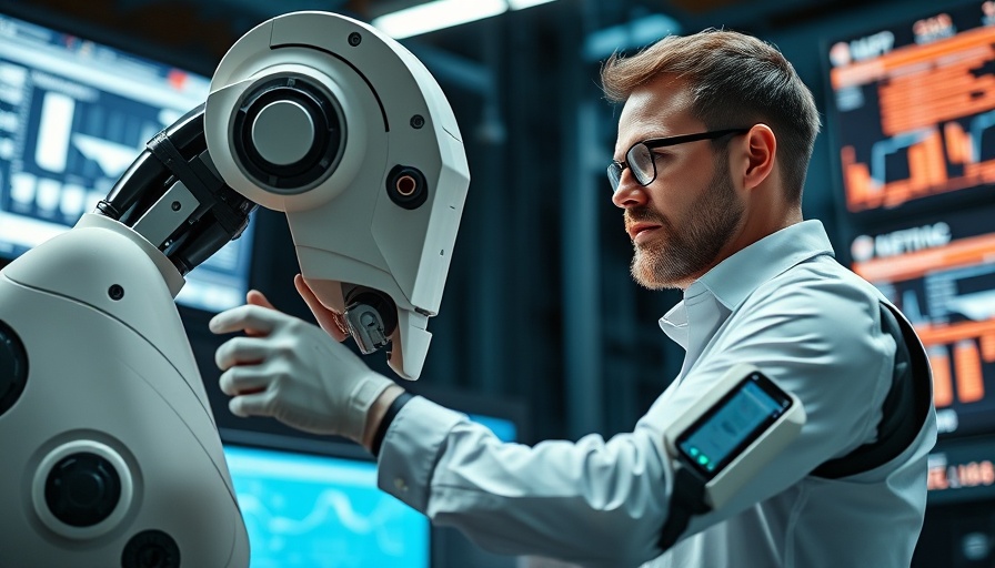 Tech expert with robot arm in startup setting, highlighting innovation in Florida startups 2024 venture capital.
