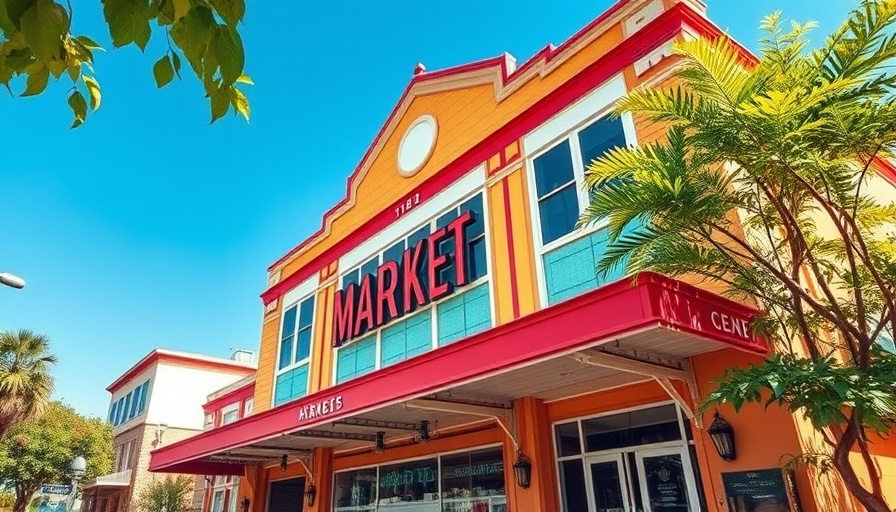 Retro market facade in College Park Orlando on a sunny day