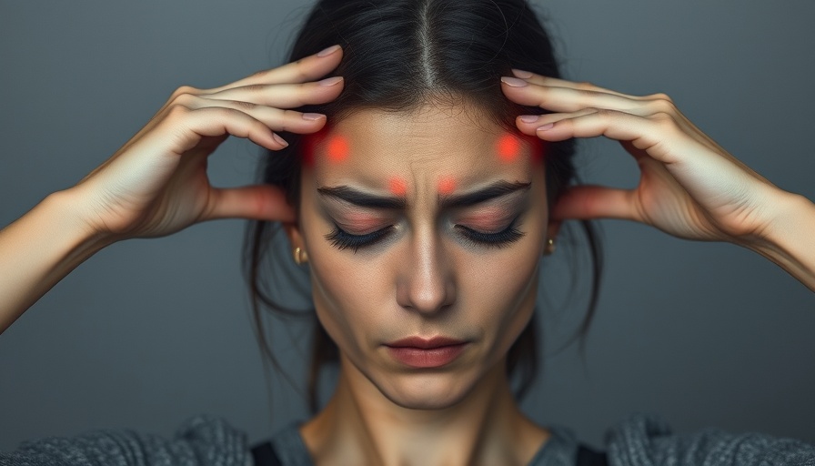 HeadaTerm 2 migraine relief: Young woman experiencing migraine pain.