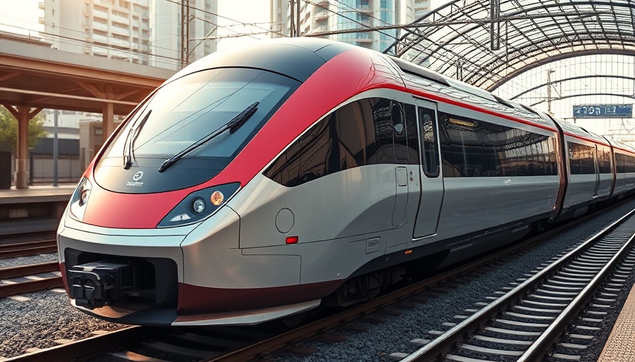 Modern train at station, Brightline commuter rail in Florida.