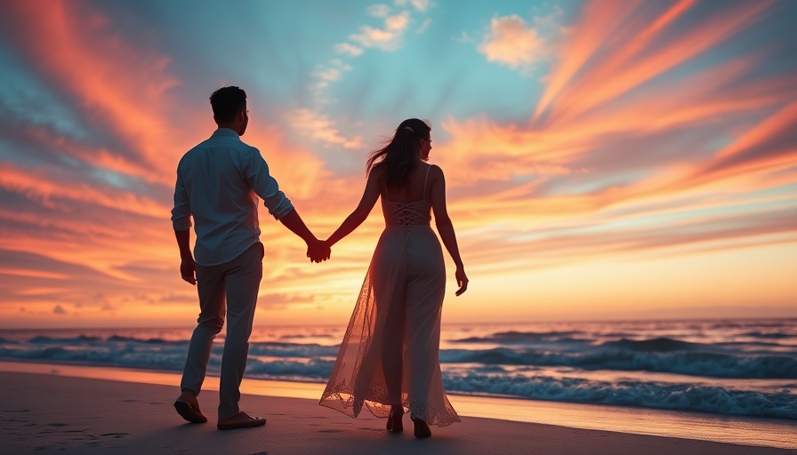 Sunset beach elopement scene with couple silhouette in Florida.