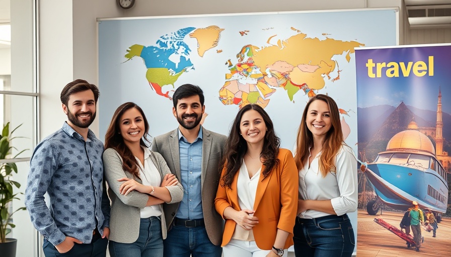 Smiling group at Your Endless Travel hiring event, office setting.
