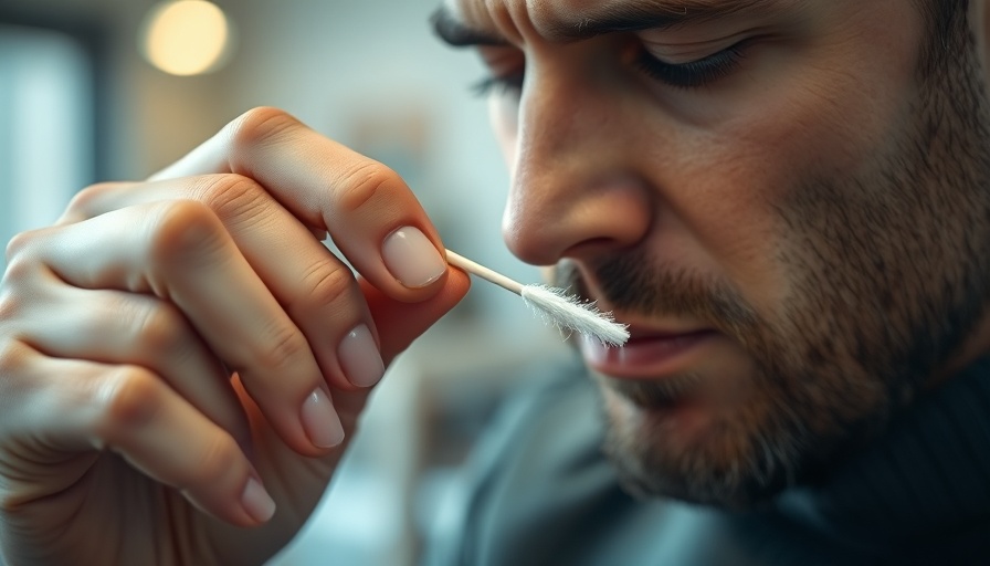 Man using swab for Alzheimer's at-home smell test