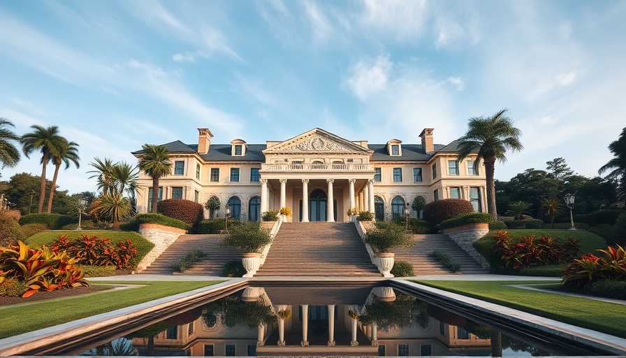 Redeem IHG One Rewards points for a stay at a luxurious mansion with a reflecting pool.