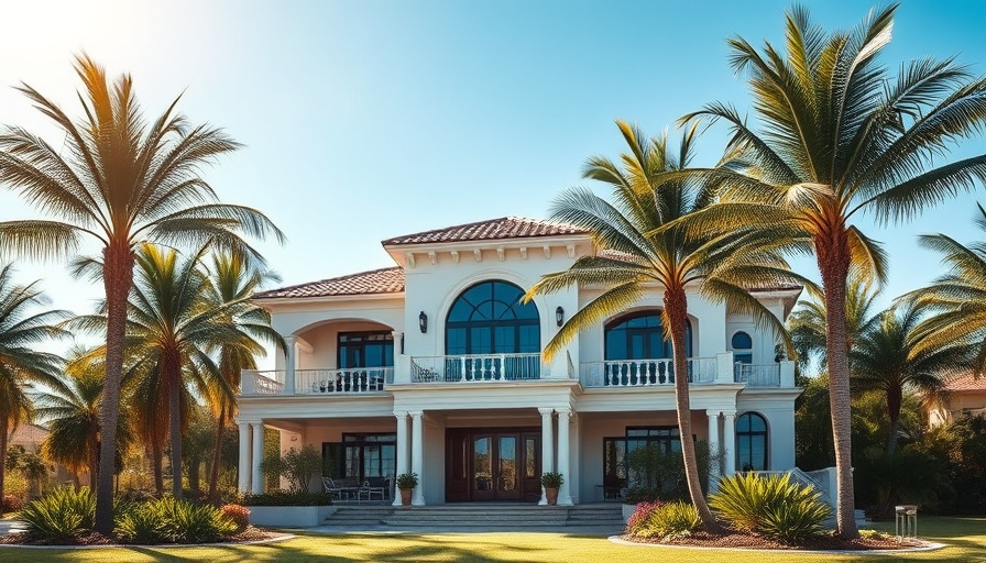 Palm Beach real estate market elegant coastal home with palm trees and sunlit exterior.