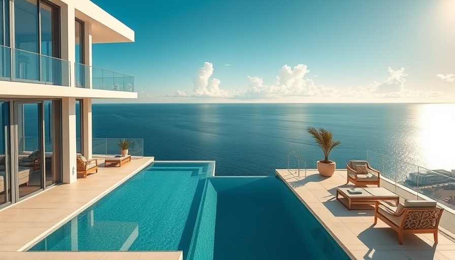 Luxurious Miami condo balcony with ocean view.