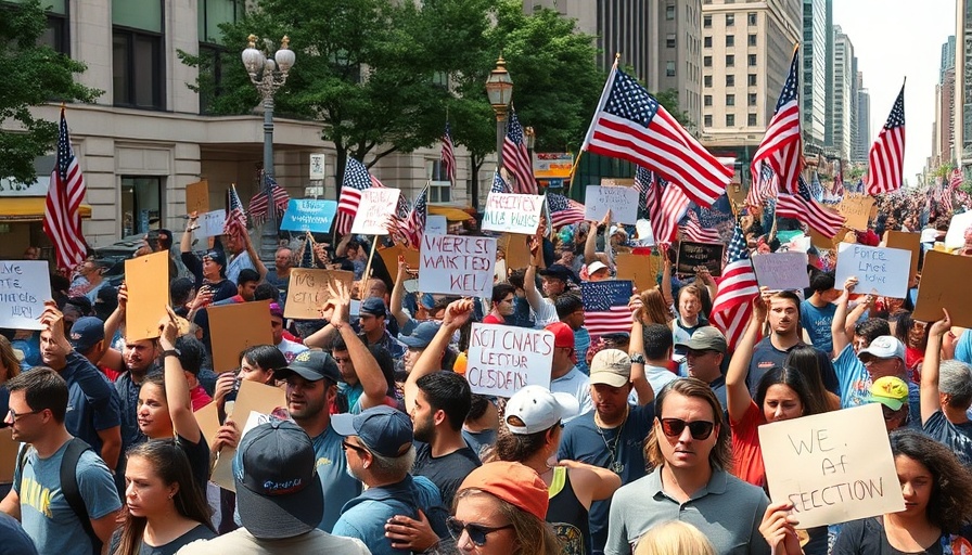 Tampa Bay protest against Trump and Musk with American flags and signs.