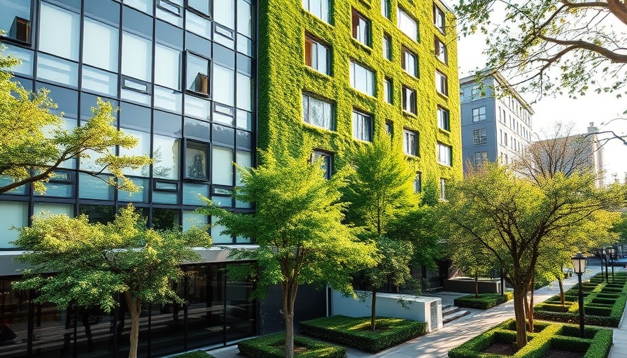Wellness Living Coral Gables modern building with greenery, tranquil setting.