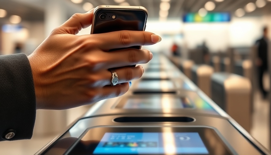 International travel connections ease: smartphone scanning at airport.