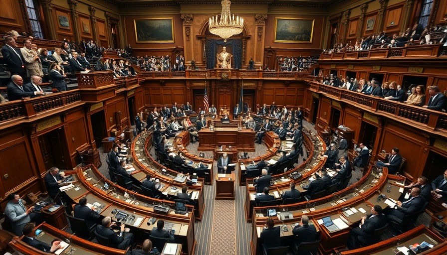 Florida's 2025 legislative session in a busy assembly chamber.
