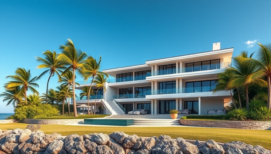 Luxurious Highland Beach mansion for sale in a tropical setting.