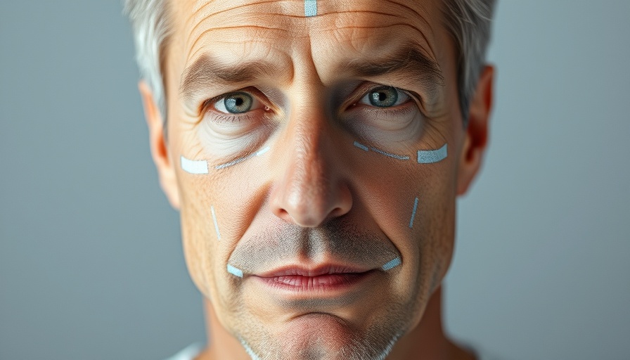 AI in Cosmetic Surgery illustration with marked mature face.