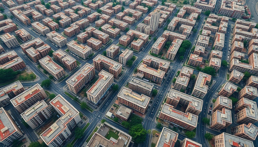 Aerial view of padel facility location in Miami-Dade, featuring city grid.