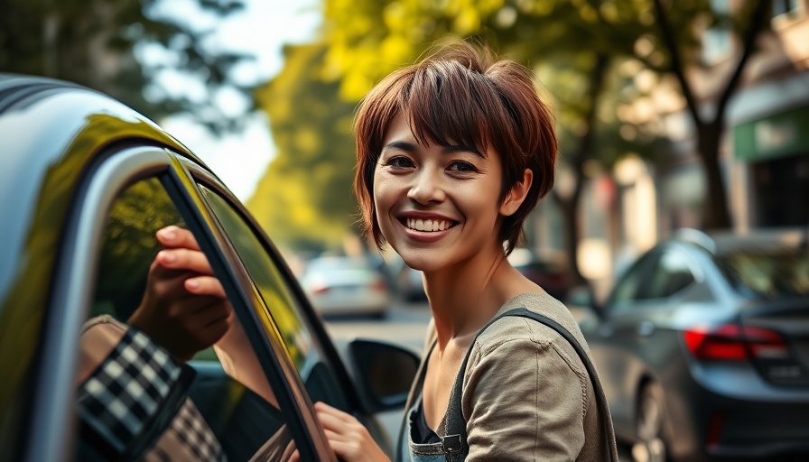 Smiling woman opening car door, earn extra rewards on Lyft rides