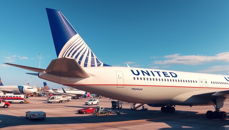 United Airlines aircraft at airport gate under blue sky