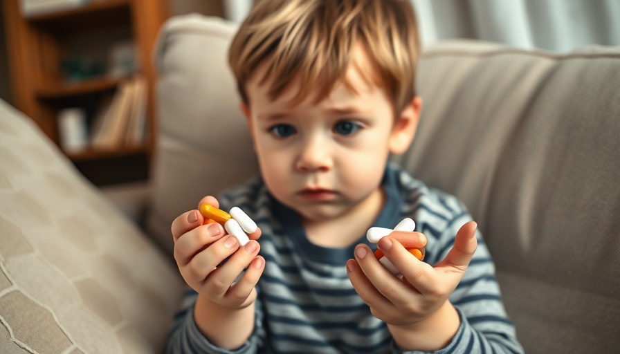 Child with pills and water, repeated antibiotic use in children context.
