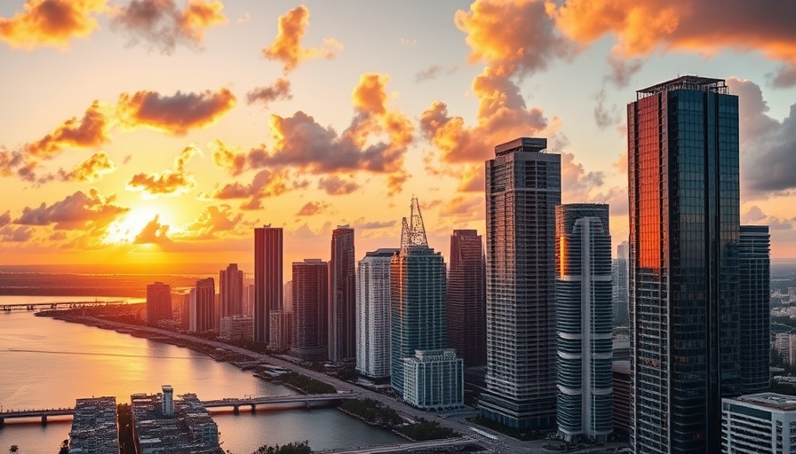 Blackstone Miami multifamily investment skyline at sunset.