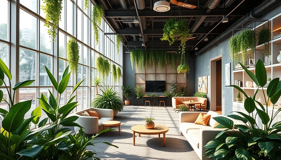 Modern Florida coworking space with plants and seating.