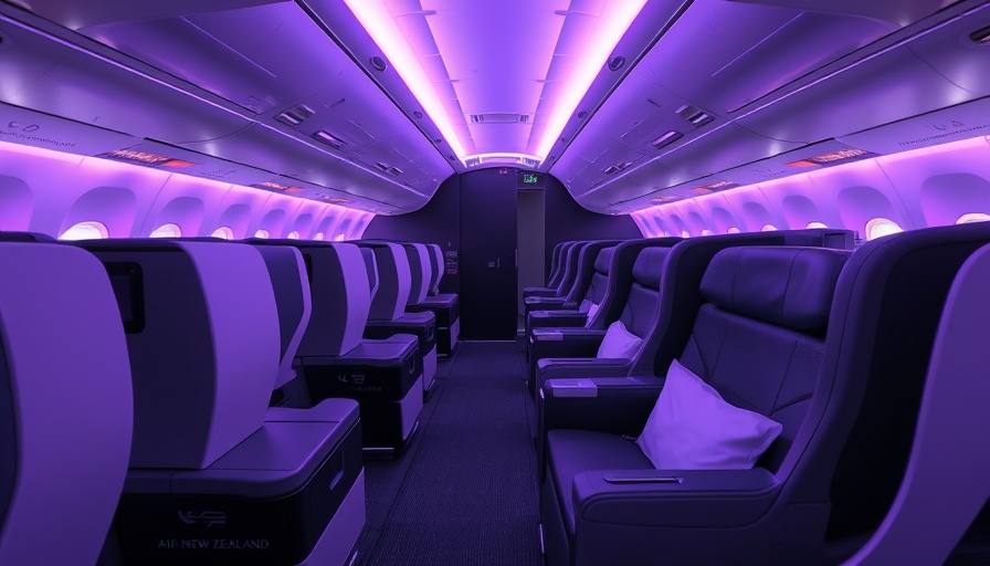 Luxurious Air New Zealand business-class seat with ambient lighting
