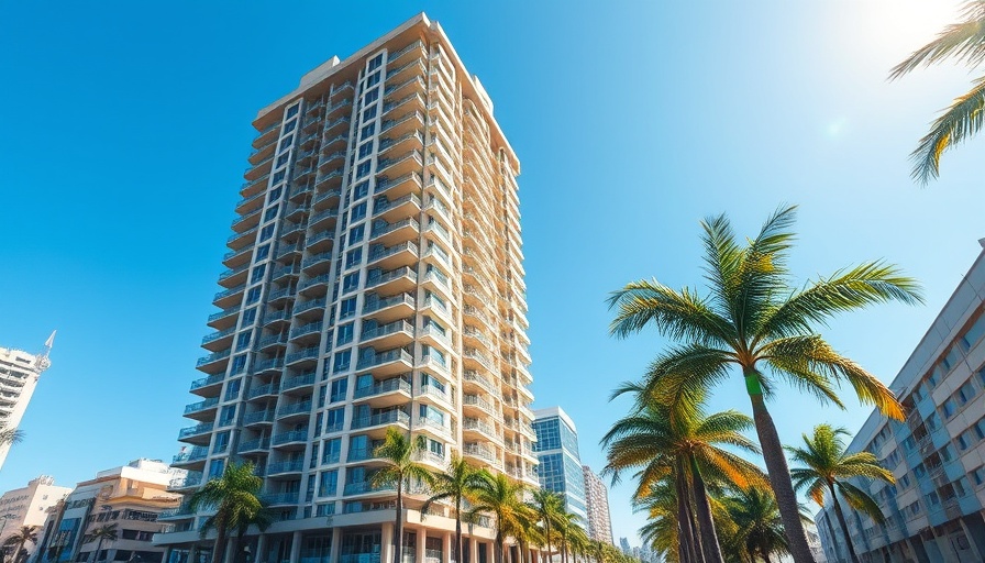 Vibrant South Florida condo landscape with palm trees.