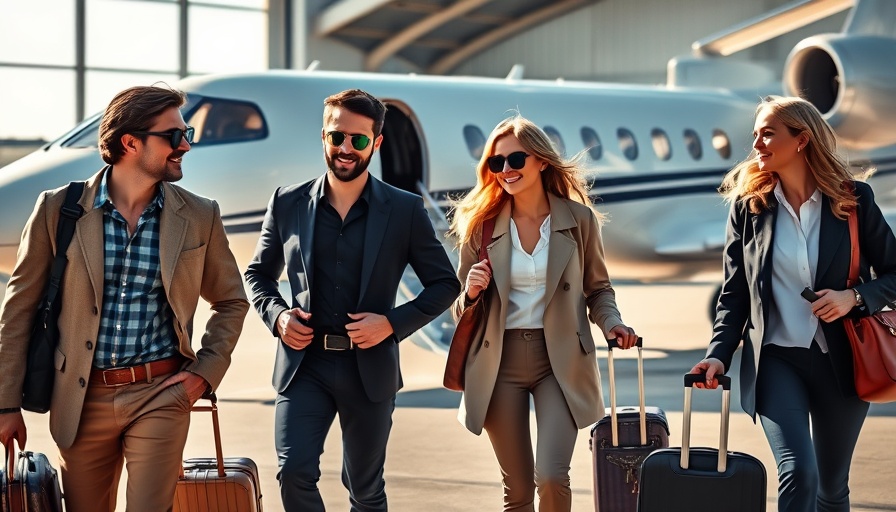 Stylish travelers by private jet, Aer Lingus Visa Signature Card promotion.