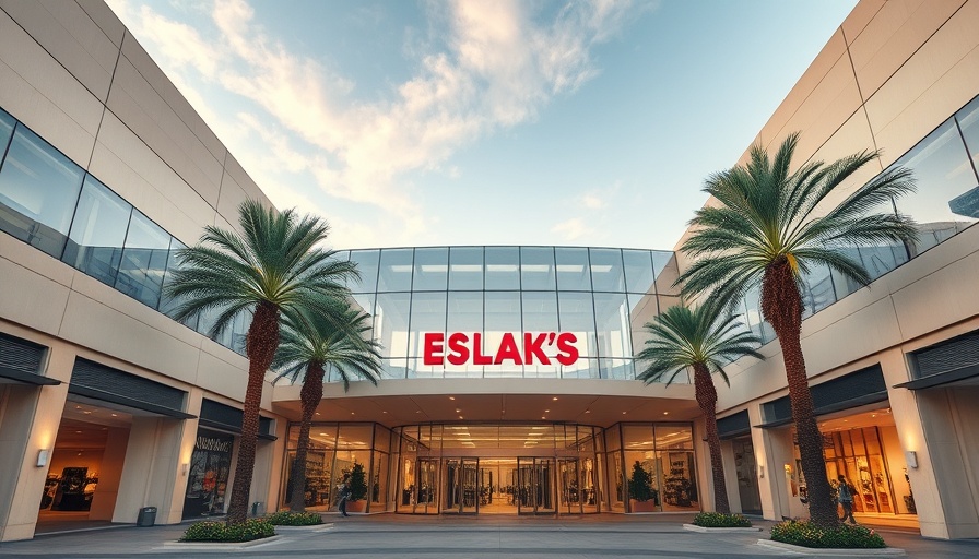 Broward Mall entrance with Caribbean architectural style and palm trees.
