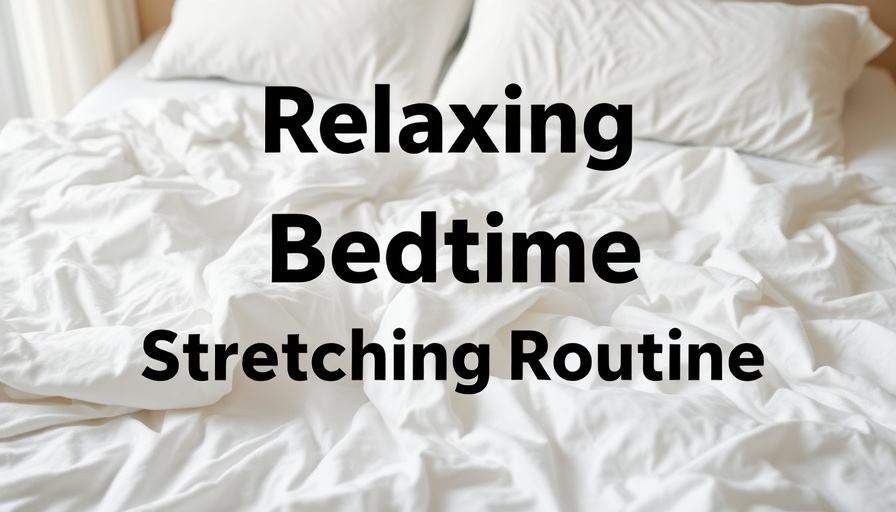 Soft white bed sheets with 'Relaxing Bedtime Stretching Routine' text.