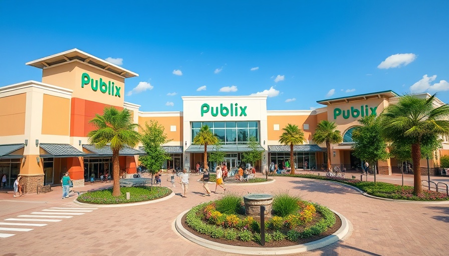Modern Publix-anchored shopping center exterior view.