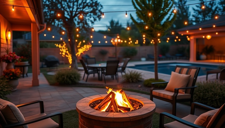 Inviting backyard with glowing fire pit for weekend wellness