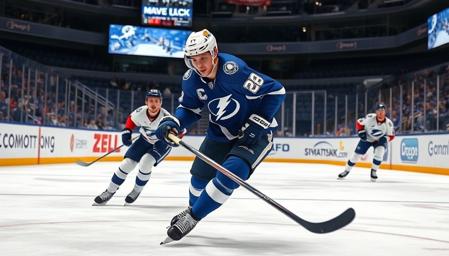 Tampa Bay Lightning player maneuvers puck in playoff game action.