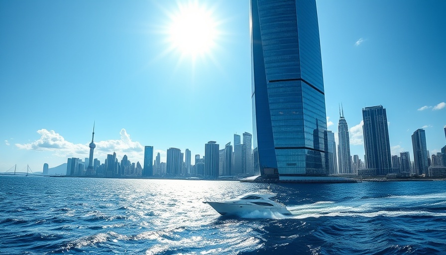 Mandarin Oriental Miami's modern skyscraper next to ocean, cityscape view.
