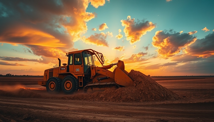 Construction bulldozer moving dirt at sunset, related to 300 apartments proposed near Chewy headquarters.