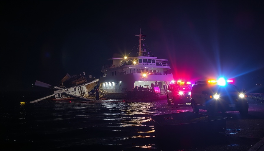 Damaged Clearwater ferry scene with emergency response.