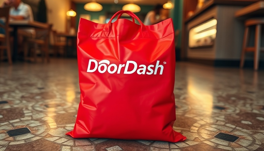 Close-up of DoorDash delivery bag on cafe floor, maximize your rewards earning with the Chase Sapphire Preferred.