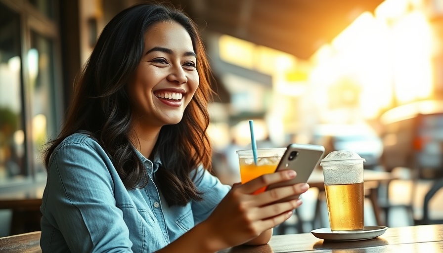 Woman exploring Prime Visa welcome offer on phone at cafe.