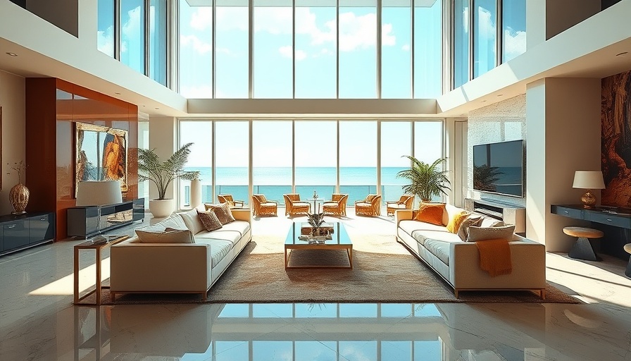 Dean Metropoulos Miami Beach Home Sale: Modern luxury living room with ocean view.