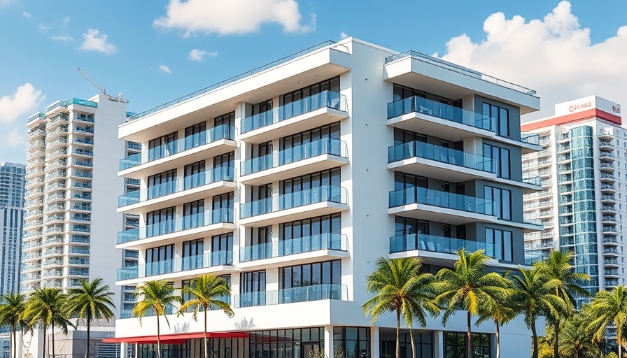 Modern Miami apartment building with sleek design, affordable housing Miami.
