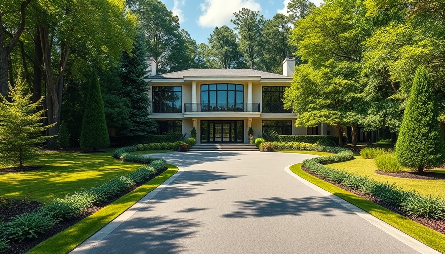 Luxury mansion in Florida real estate market with grand driveway.