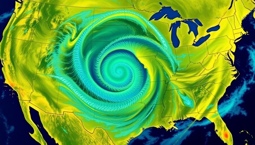 Infrared satellite view of severe thunderstorms in Central U.S.