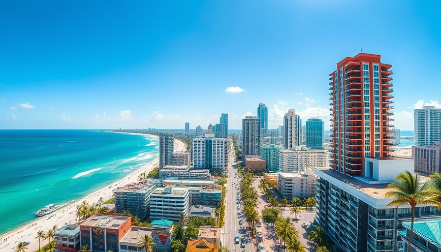 Miami skyline with ocean view for FC Barcelona HQ move.