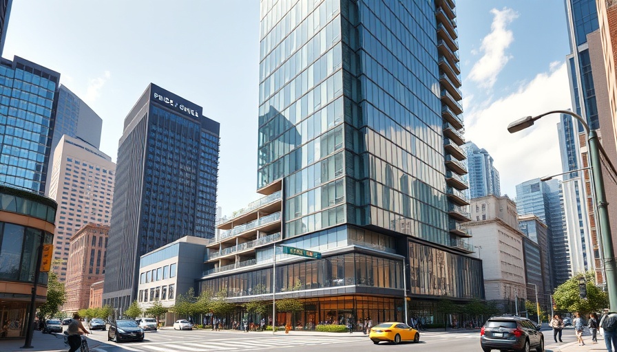 Modern mixed-use condo tower in Brickell with sleek, reflective design.