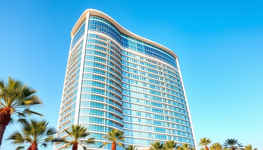 Modern Fort Lauderdale hotel with curved design and glass facade.