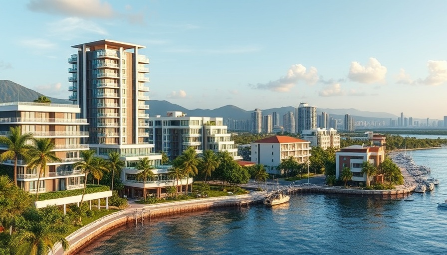 Modern North Bay Village real estate development by the waterfront.